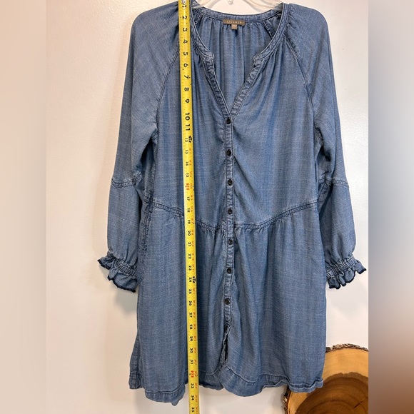 Lilla P Dress Chambray Denim Button Down Long Sleeve Drop Waist Women’s Large - Picture 3 of 6